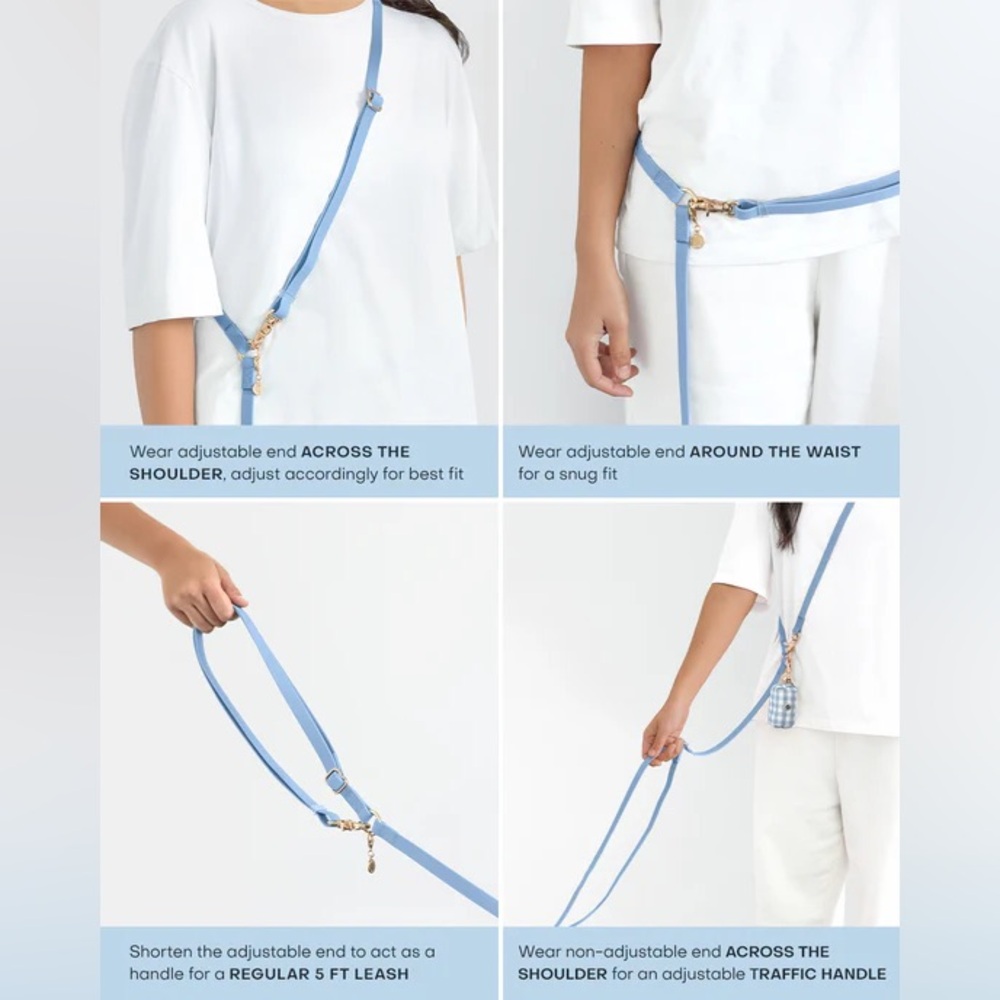 NWT Sunny Tails 4-in-1 Convertible Hands Free Cloud Dog Leash - Picture 3 of 6